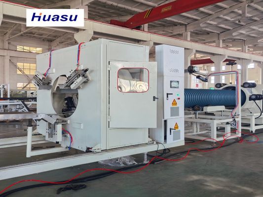 PVC Pipe Extrusion Line for 32-1600mm Corrugated Drainage Pipes with Double-layer Spiral Co-extrusion and Inner Cooling System