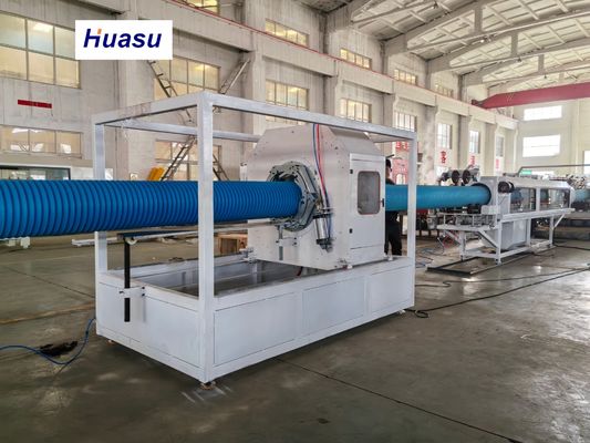 PVC Pipe Extrusion Line for 32-1600mm Corrugated Drainage Pipes with Double-layer Spiral Co-extrusion and Inner Cooling System