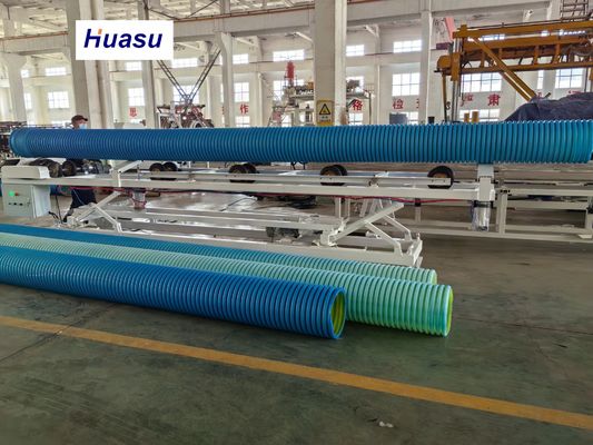 PVC Pipe Extrusion Line for 32-1600mm Corrugated Drainage Pipes with Double-layer Spiral Co-extrusion and Inner Cooling System