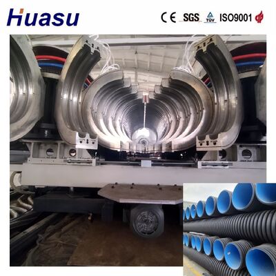 Horizontal 32-1600mm Pipe Diameter 60-2000kg/h Capacity Energy Saving Double Wall Corrugated Pipe Extrusion Line