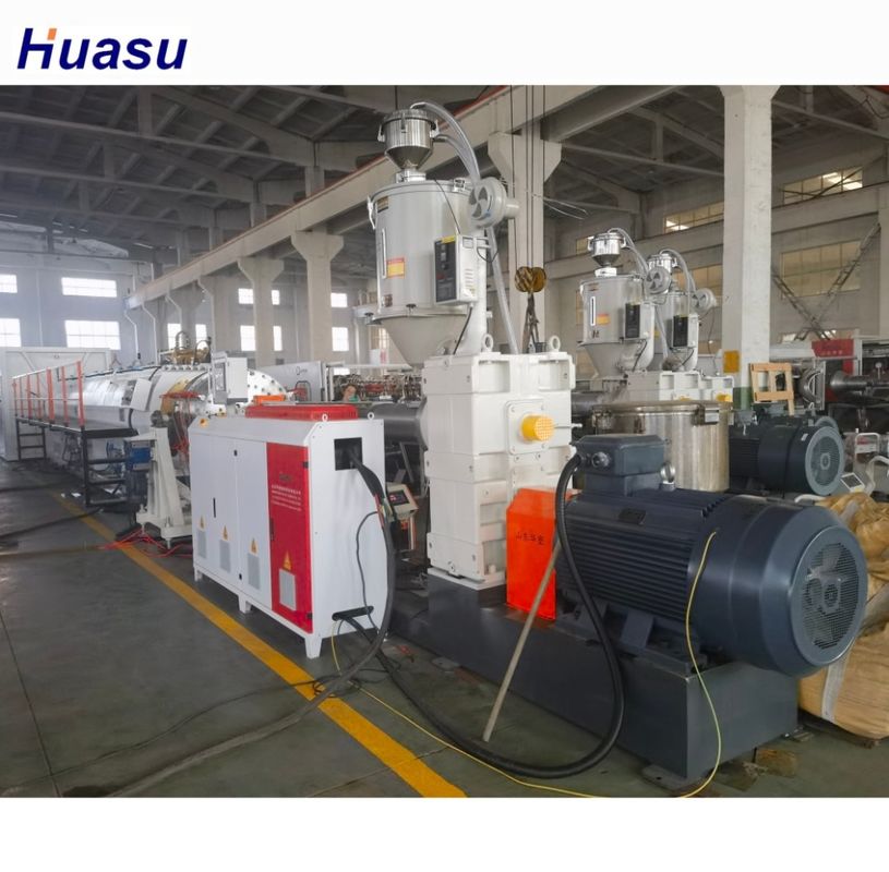 زیمنس قطعات الکتریکی HDPE ماشین اکستروزن لوله دیواری جامد برای تولید دقیق