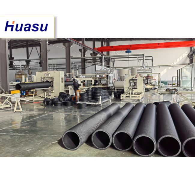 خط اکستروژن لوله DWC با قطر لوله 32-1600mm، ظرفیت 60-2000kg/h و فناوری PLC زیمنس برای تولید لوله های لوله ای