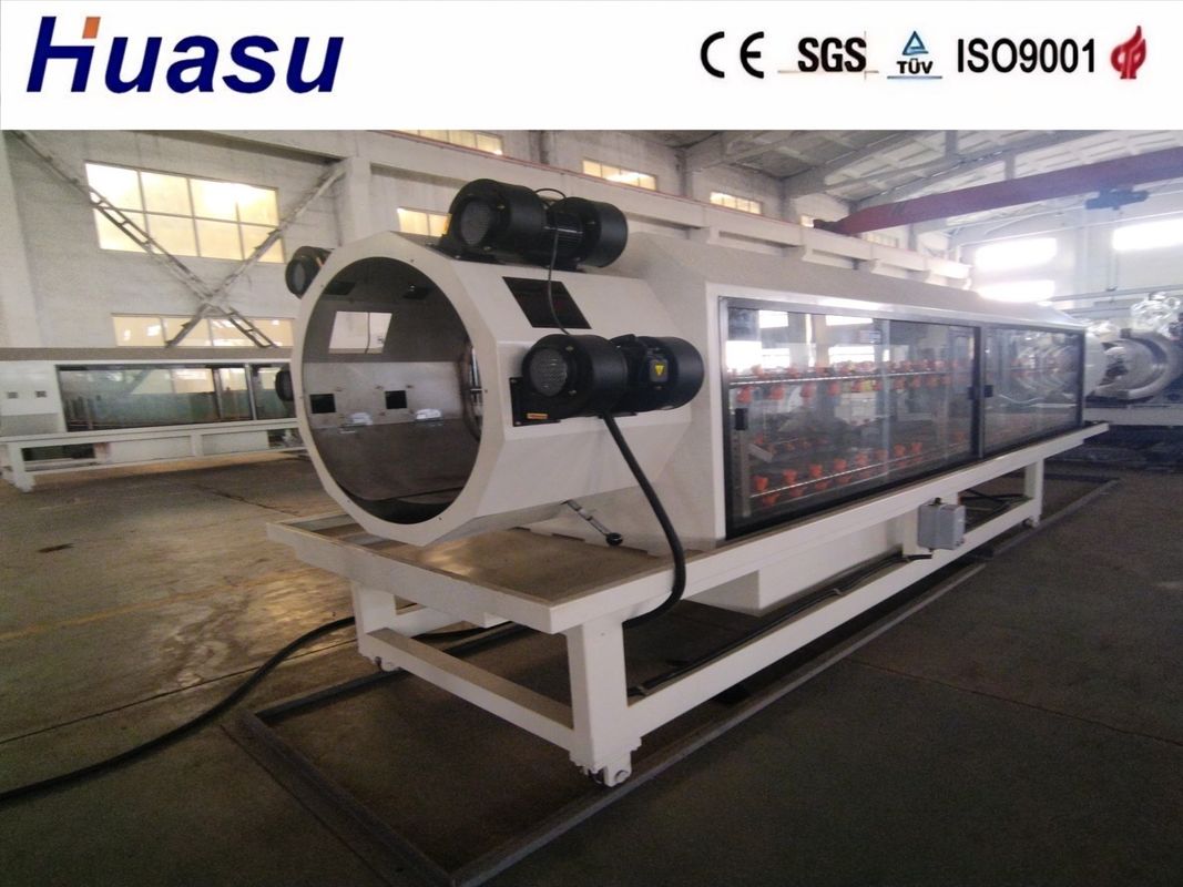 خط تولید اکستروژن لوله DWC با اکسترودر دو مارپیچ مخروطی با اتوماسیون بالا و بلوک قالب در حال اجرا