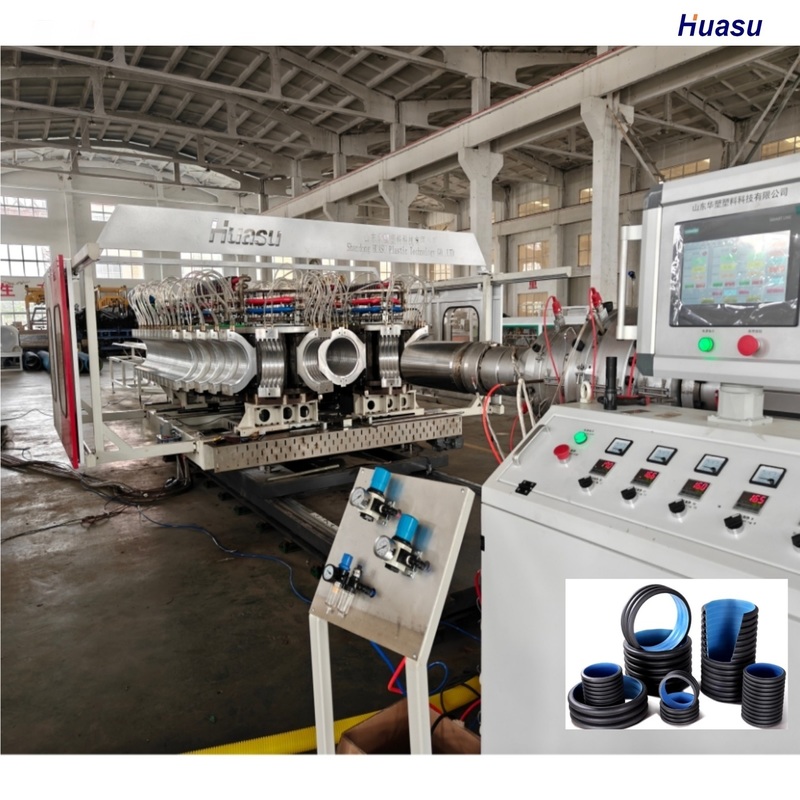 Advanced HDPE PVC Model Double Wall Corrugated Pipe Extrusion Line with Water Cooling and Customizable Pipe Length