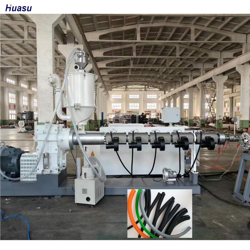 خط تولید اکستروژن لوله موجدار دو جداره با قطعات الکتریکی اصلی زیمنس، با 48 قالب و قابلیت خنک کننده آبی