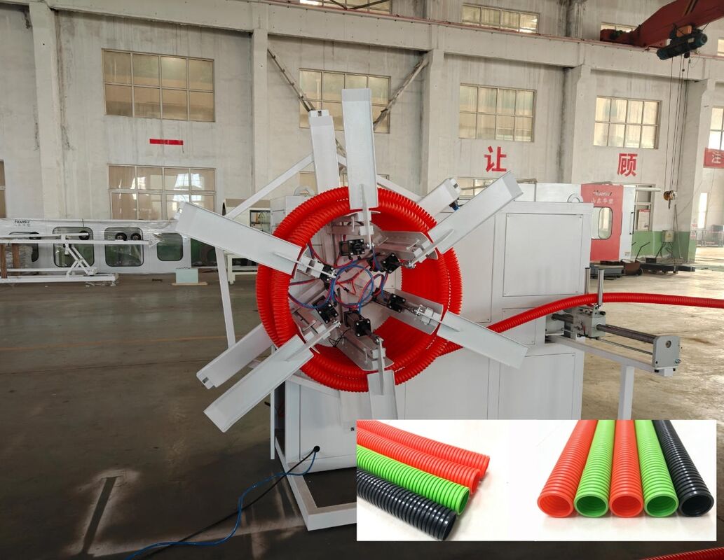 خط اکستروژن لوله موجدار تک جداره با کنترل PLC، آستین آب فولادی با کیفیت بالا و قطعات الکتریکی اصلی زیمنس/اشنایدر