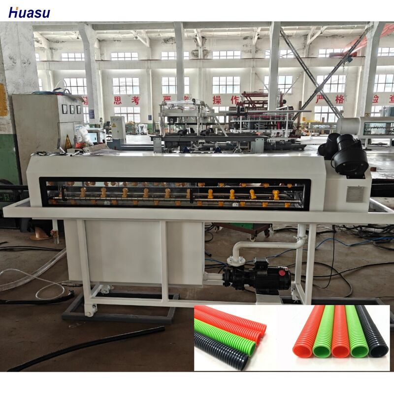 خط اکستروژن لوله موجدار تک جداره با کنترل از راه دور PLC و قطعات الکتریکی زیمنس اشنایدر برای تولید لوله های بادوام
