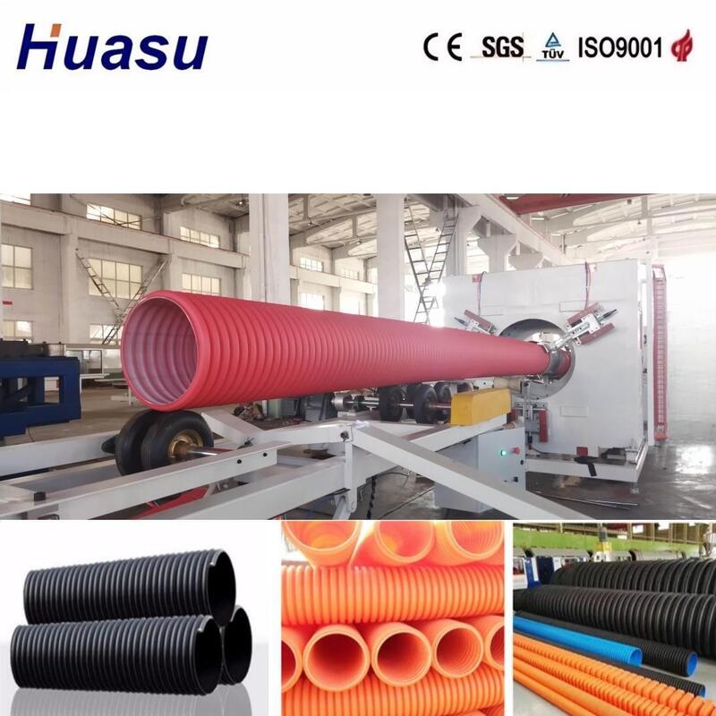 خط اکستروژن لوله های لوله ای با دیواره دوگانه کنترل شده توسط PLC برای قطر لوله 32mm-1600mm با بهره وری بالا
