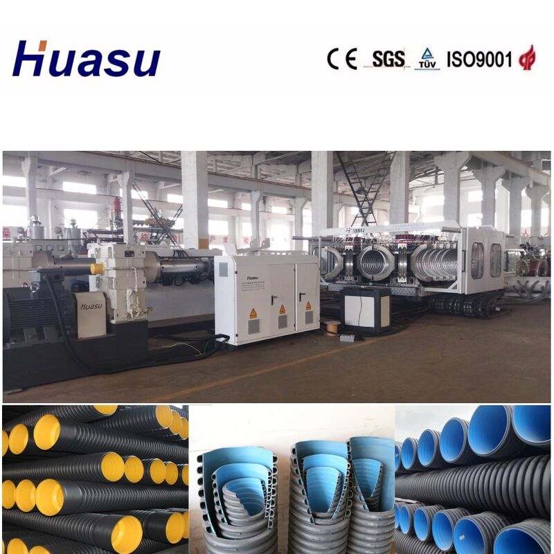 خط اکستروژن لوله دو طرفه با کنترل PLC حالت گسترش Belling-on-line برای لوله های قطر 32-1600mm