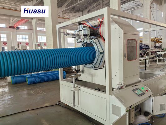 PVC Pipe Extrusion Line for 32-1600mm Corrugated Drainage Pipes with Double-layer Spiral Co-extrusion and Inner Cooling System