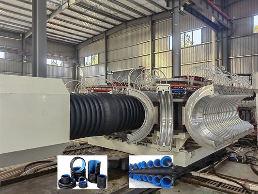 23 Years Production Experience Double Wall Corrugated Pipe Extrusion Line with 33:1 Screw Ratio for ID30-ID1500mm Pipes