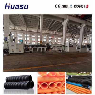Air Cooling And Water Cooling Cable Protection Pipe Extrusion Line With Single Screw Extruder And PLC Remote Control