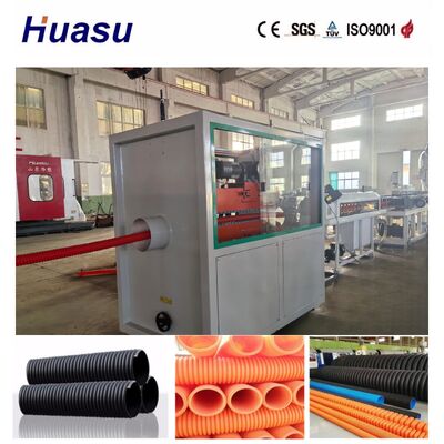 PLC With Remote Control Single Wall Corrugated Pipe Extrusion Line for 60-2000kg/h Output and 32mm - 1600mm Pipe Diameter